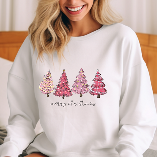 Pink Tree Christmas Sweatshirt | Holiday Sweaters for Women | Christmas Sweatshirt
