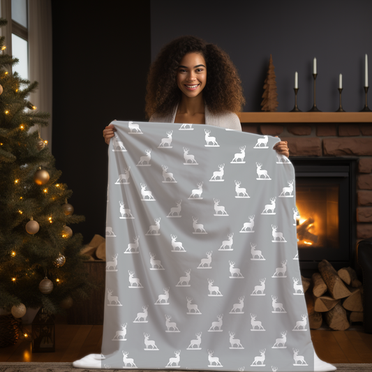 Reindeer Sherpa Fleece Blanket | Cozy Christmas Blankets
